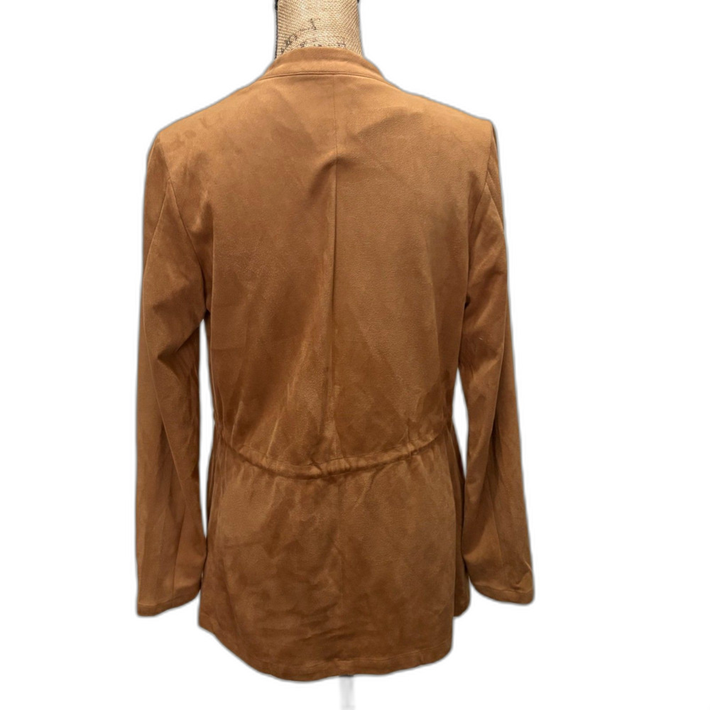 Thread & Supply Malva Jacket Camel Faux Suede Draped Open Front Boho Size Medium - Picture 3 of 5